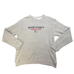 Pacific & Co Door County Peninsula USA Sweatshirt Mens Large Gray Marled Knit WI